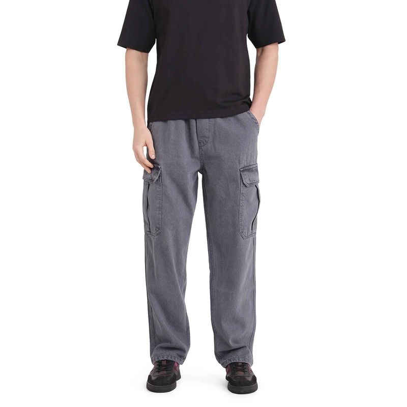 Rare Rabbit Grey Solid Loose Fit Cargo (28)
