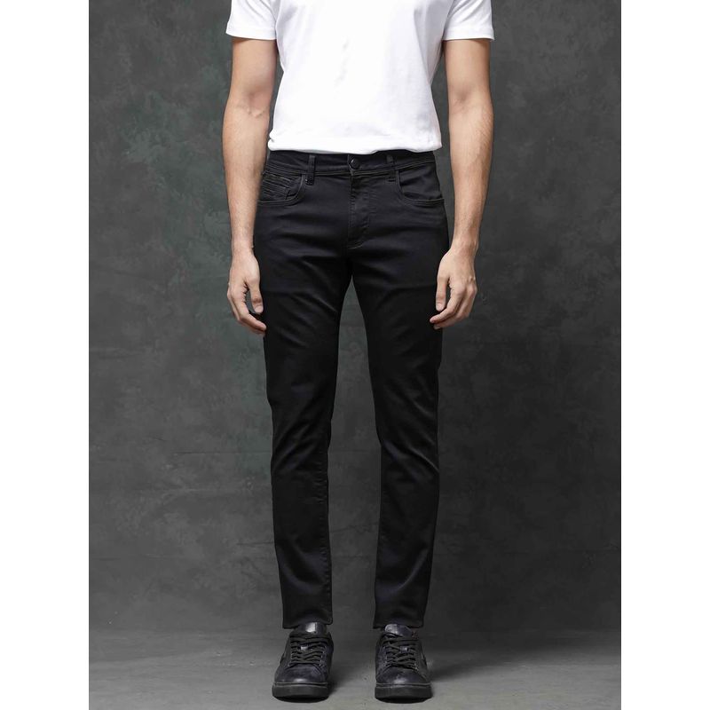 Rare Rabbit Black Solid Slim Fit Jeans (30)