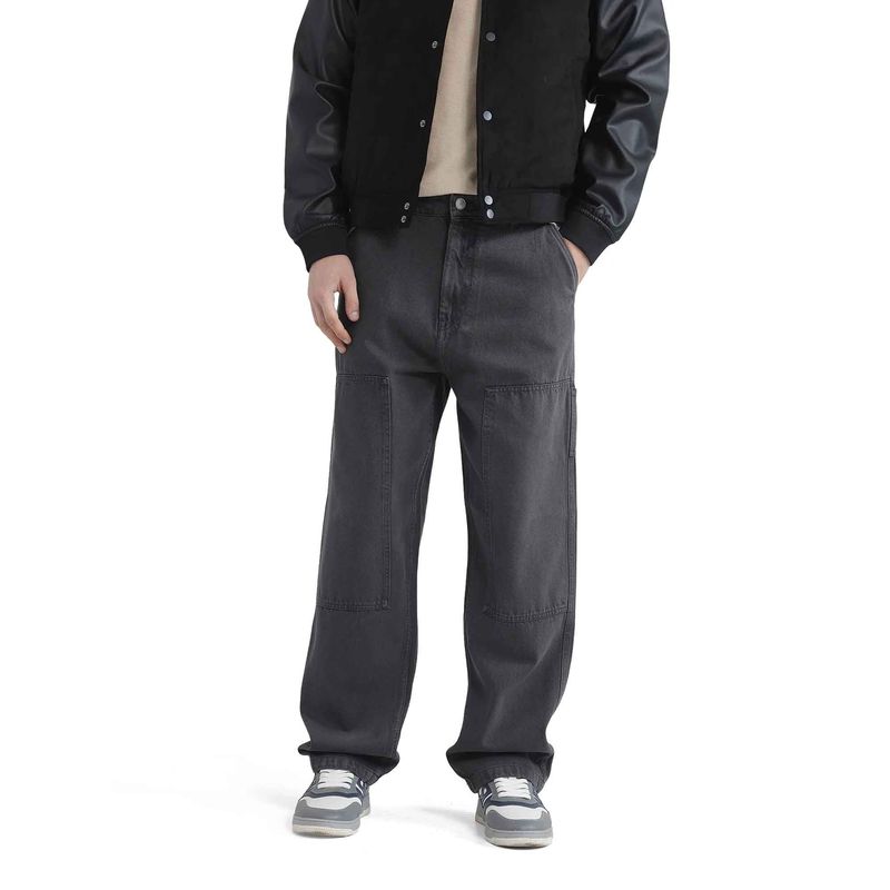 Rare Rabbit Grey Solid Loose Fit Jeans (28)