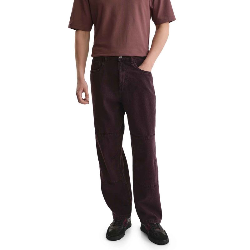 Rare Rabbit Brown Solid Loose Fit Jeans (34)