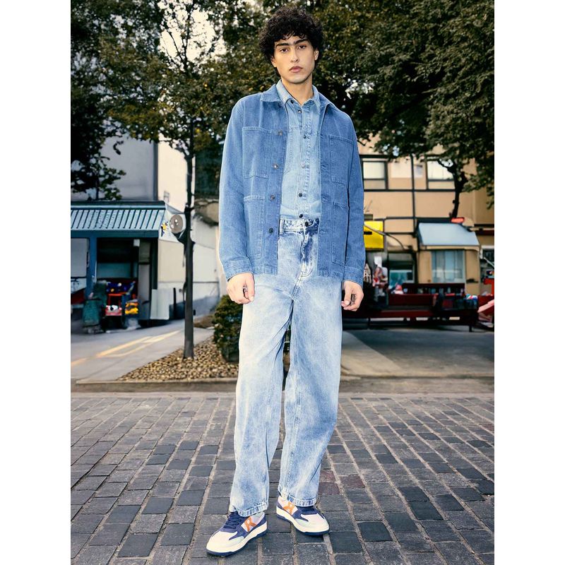 Rare Rabbit Blue Solid Loose Fit Jeans (28)