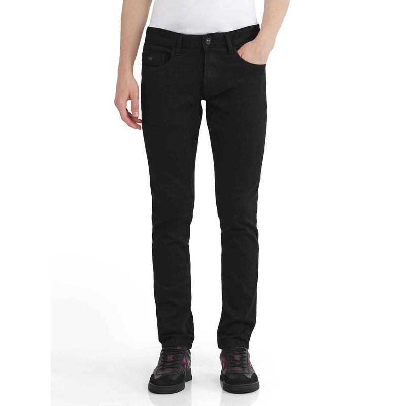 Rare Rabbit Black Solid Regular Fit Jeans (34)