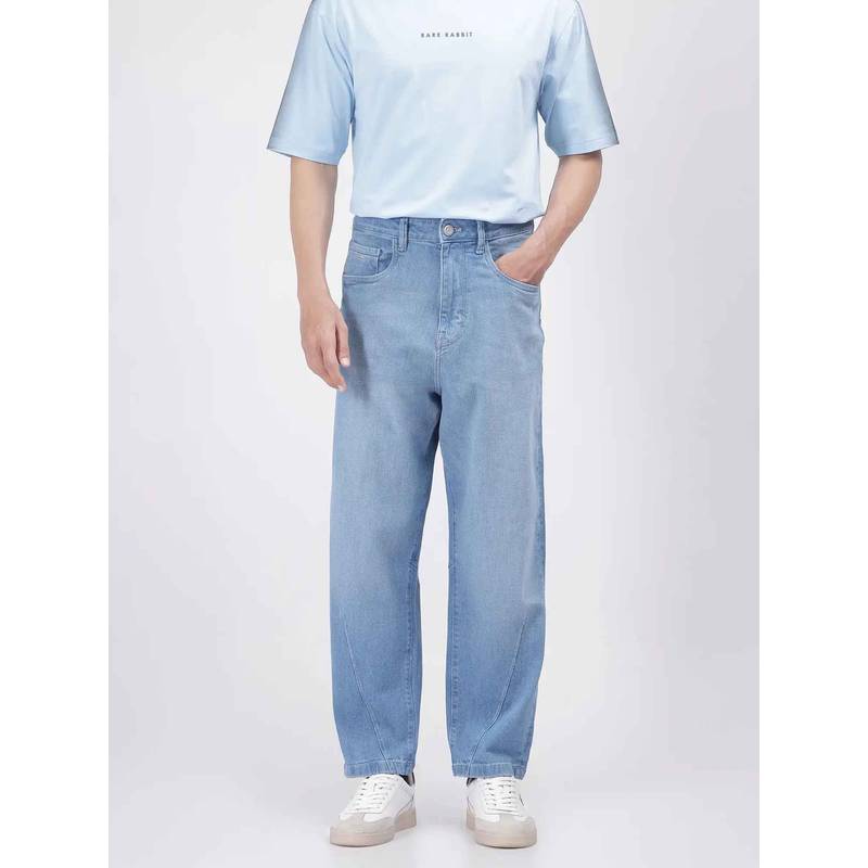 Buy Rare Rabbit Blue Solid Loose Fit Jeans Online