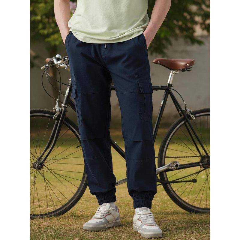 Bewakoof Men's Navy Blue Oversized Cargo Jogger Pants (30)