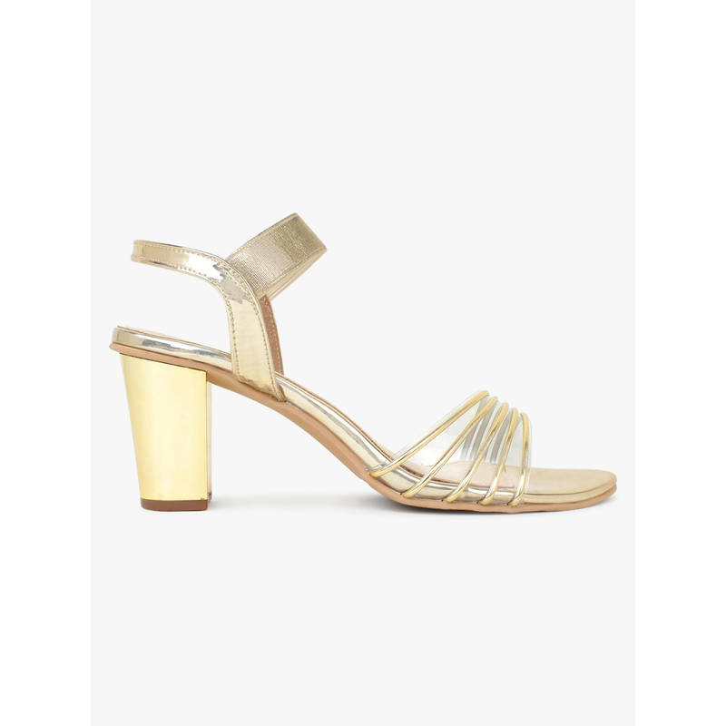 Insaddlers Caual Blocke Heeled Sandals Gold (EURO 36)