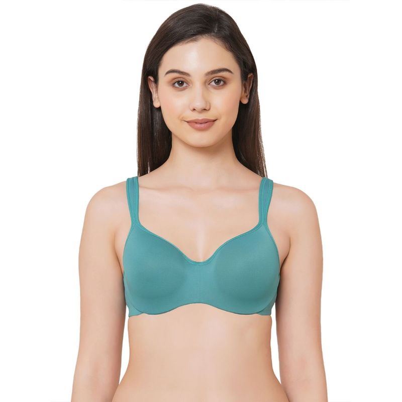 SOIE Full Coverage Padded Wired Sweetheart Neckline Seamless Cups Bra-Teal (36B)