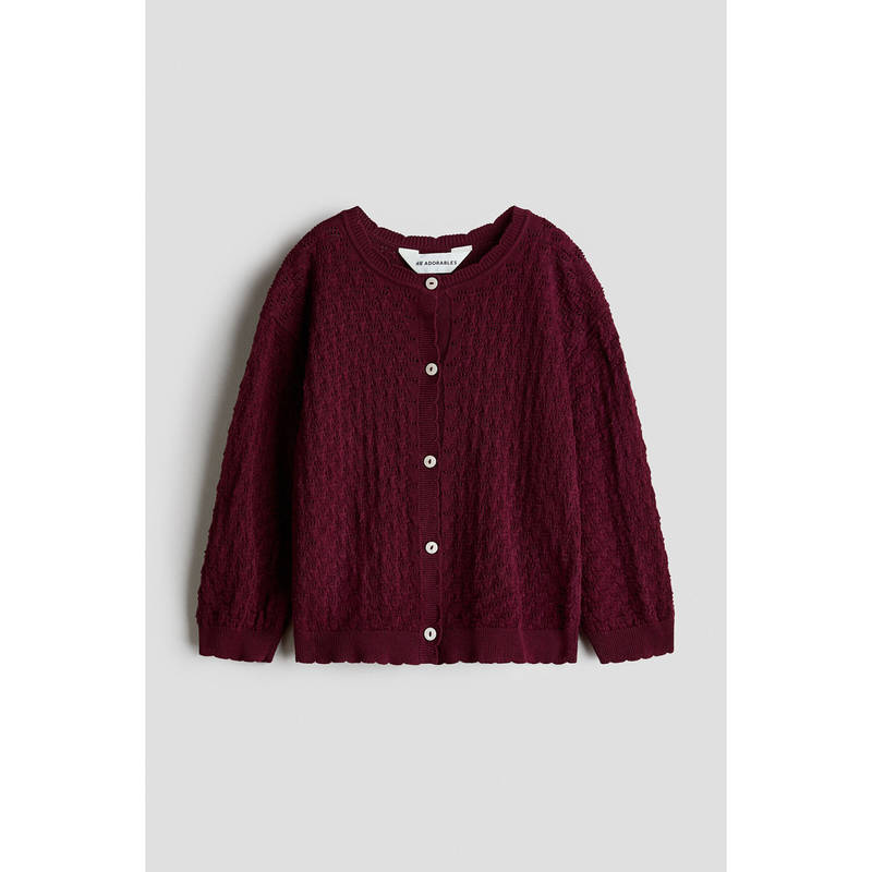 H&M Girls Red Pointelle-knit cotton cardigan (2-4 Years)