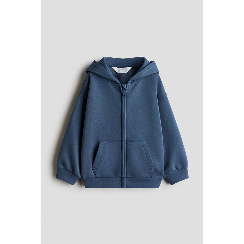 H&M Boys Blue Zip-through brushed-inside hooded Jacket (1.5-2 Years)