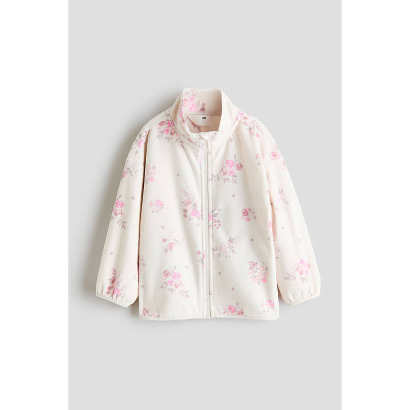 H&M Girls White Patterned fleece jacket (1.5-2 Years)
