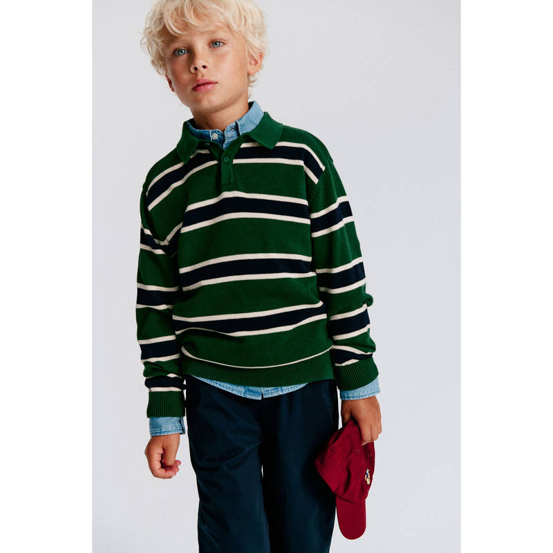 H&M Boys Green Cotton polo jumper (1.5-2 Years)