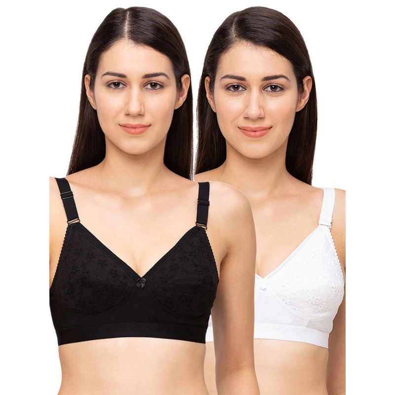 Juliet Womens Non Padded Non Wired Bra Combo Chapali Black White (34D)