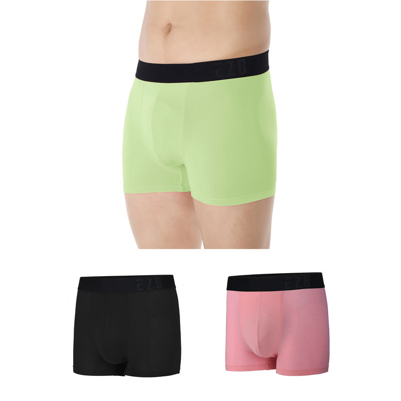 Eazybee Men's Sustainable Eco-supersoft Tencel™ Trunks Pack Of 3 - Multi-Color (XXL)