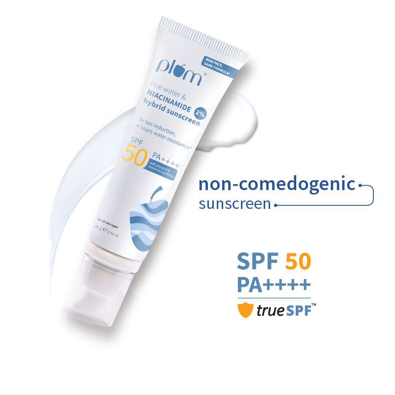 Plum 2% Niacinamide & Rice Water SPF 50 PA+++ Sunscreen, Fades Tan, For Oily To Dry Skin Type