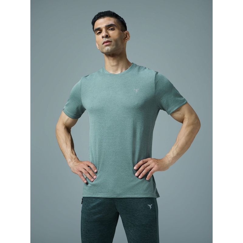 Technosport Aqua Men Solid Slim Fit Round Neck Sports T-Shirt with Double Cool (S)