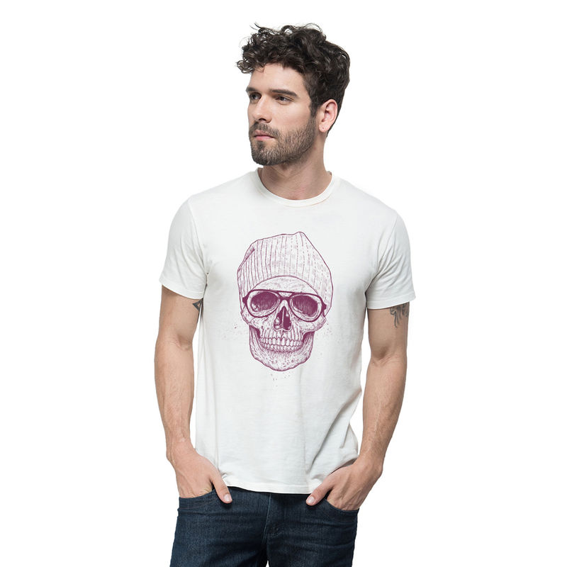 THREADCURRY Hipster Skull Creative Graphic Printed T-Shirt for Men (XL)