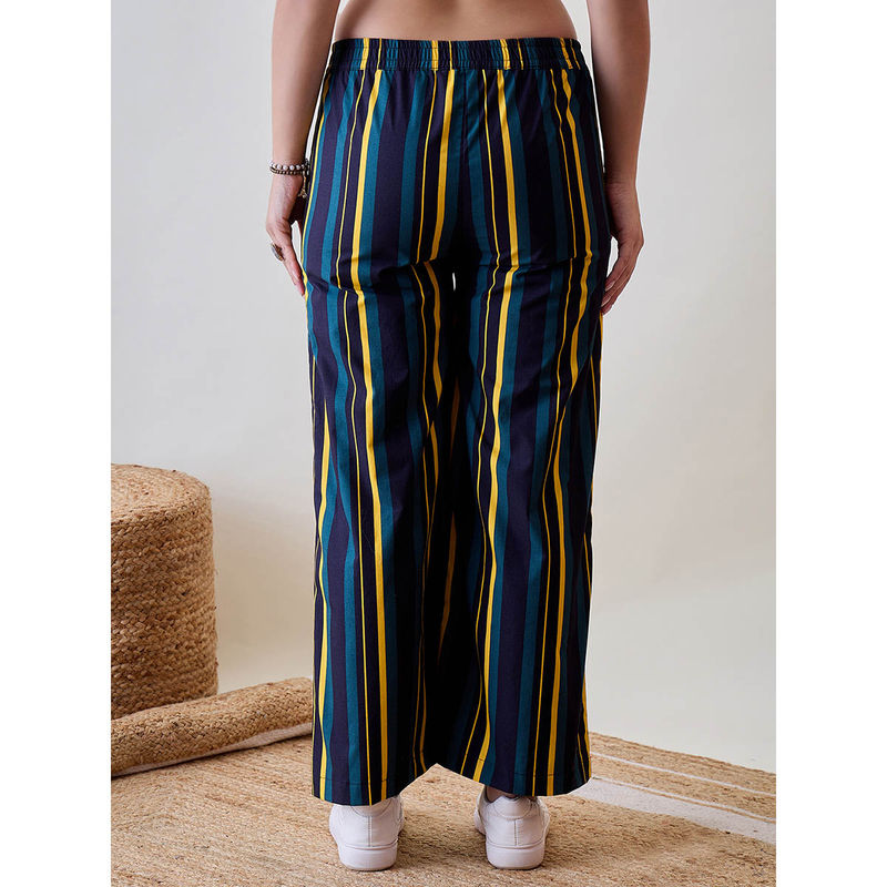 The Kaftan Company Striped Multicoloured Viscose Pants (S)