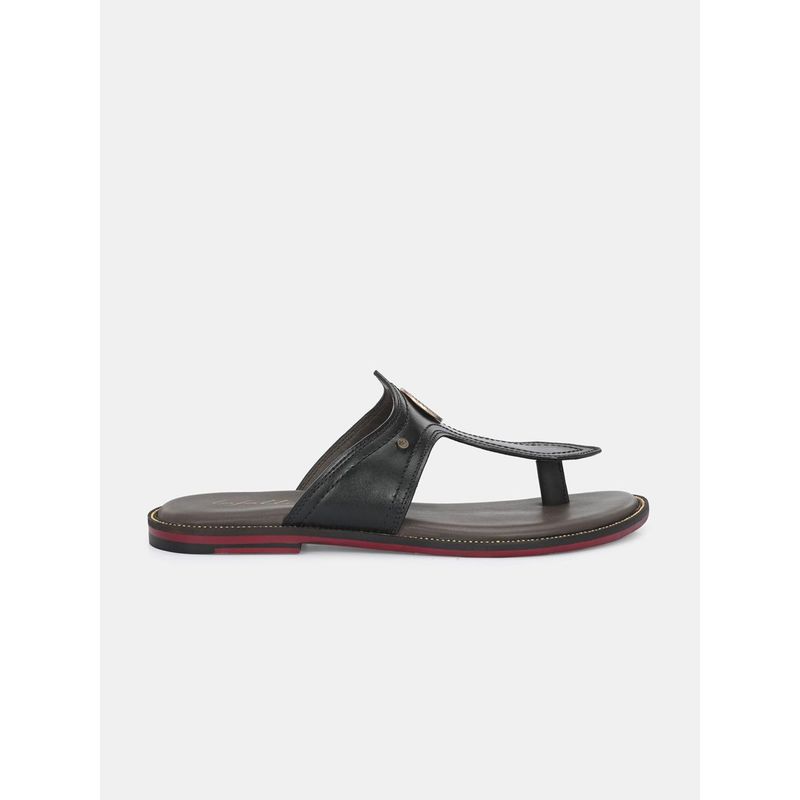 EGOSS Sevilla Genuine Leather Buckled Formal Black Sandals for Men (UK 8)