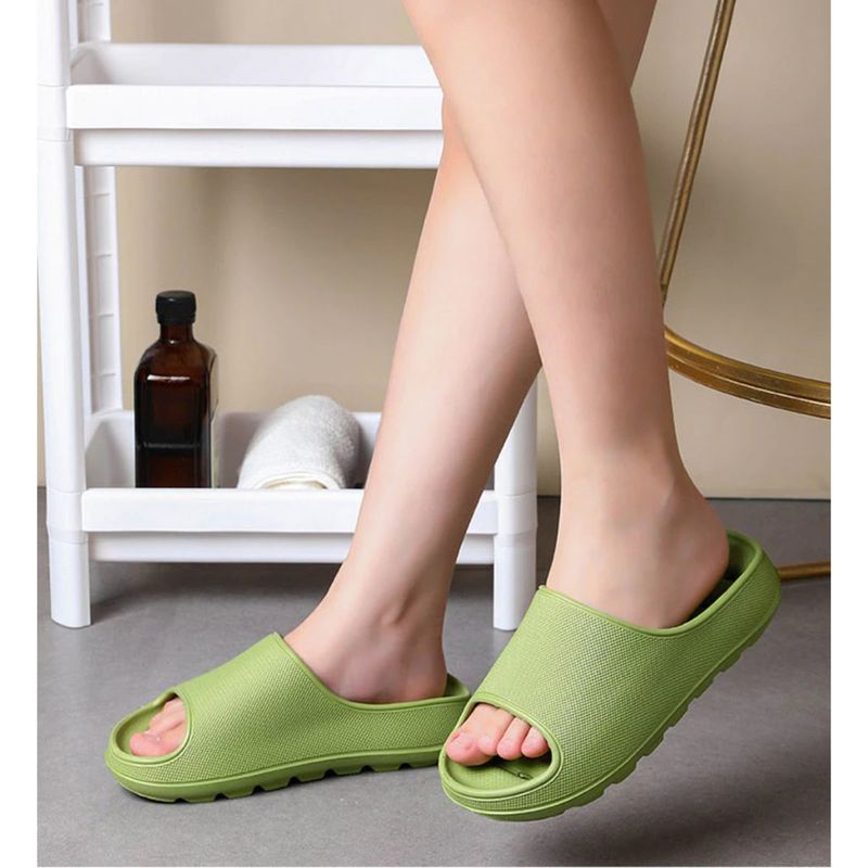 Drunken Women's Massage Fashion Open Toe Non Slip Green Sliders (EURO 36)