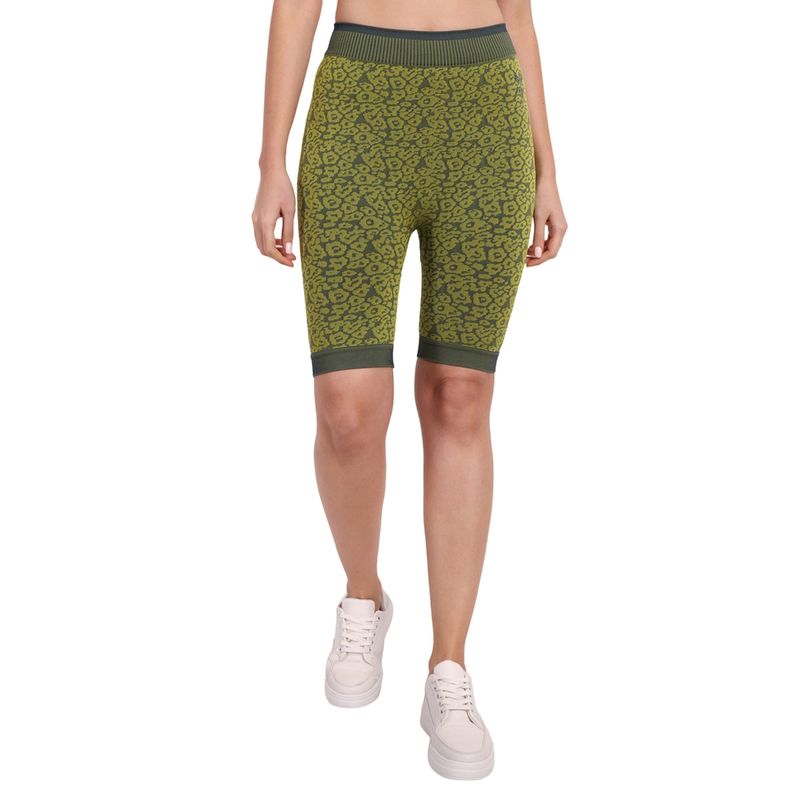 Heka Breathable and Dries Quick Training Leopard -Camo Seamless Green Colour Shorts (S)