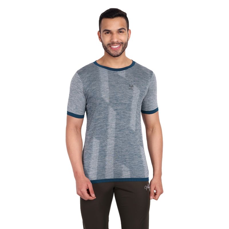 Heka Aspire Melange Functional shapes, and Antimicrobial Active Causal Sky Teal Men's T-shirt (S)