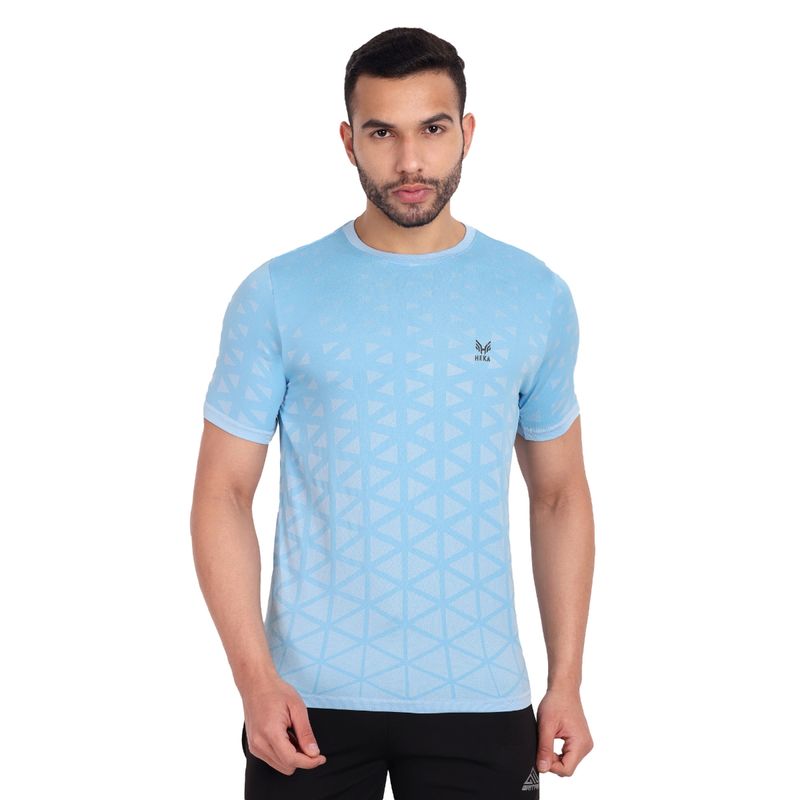 Heka Breathable, Dry-Fit and Seamless Comfort-fit Active Causal Sky Blue Men's T-shirt (S)
