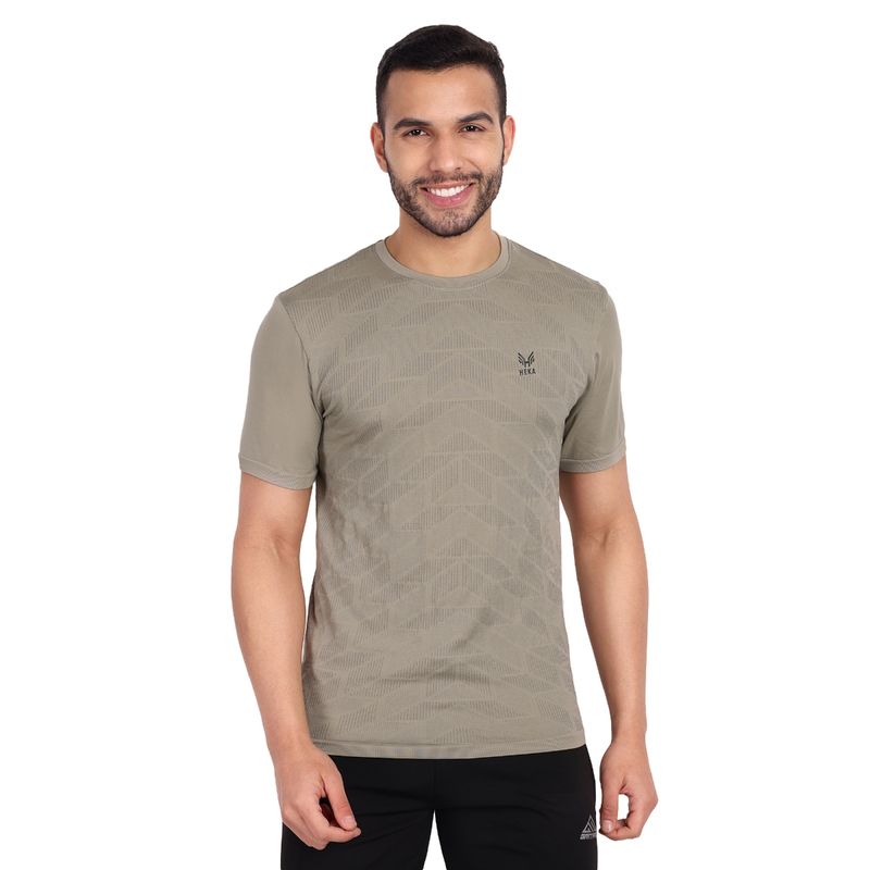 Heka Breathable, Dry-Fit and Seamless Comfort-fit Active Causal Grey Men's T-shirt (S)