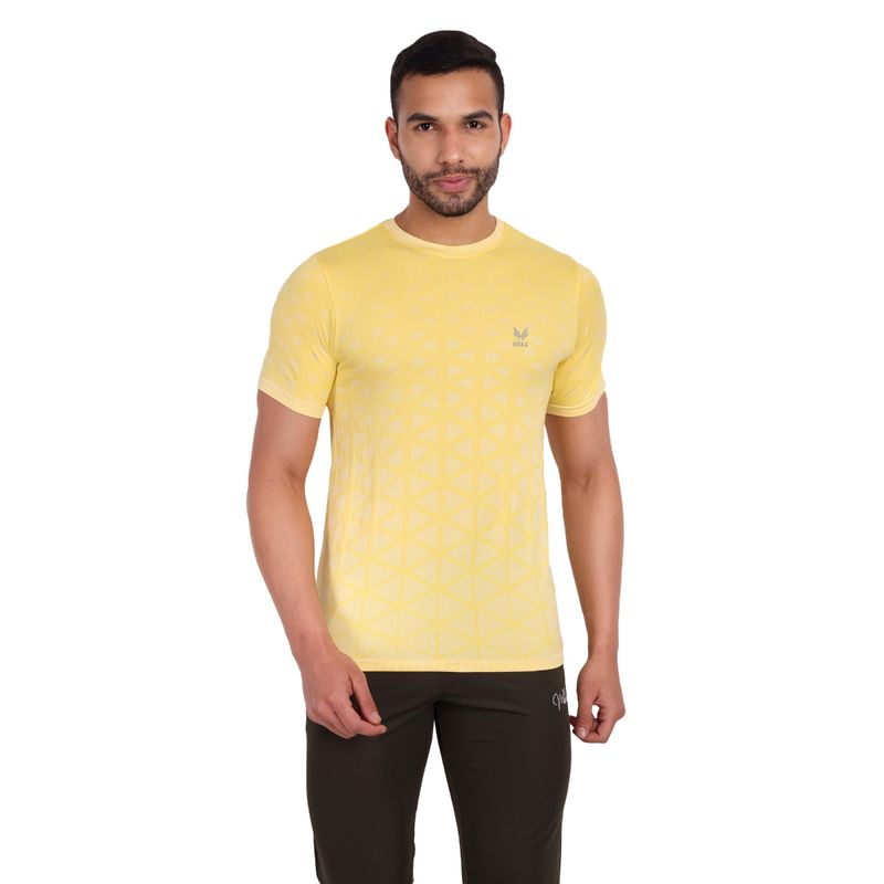 Heka Breathable, Dry-Fit and Seamless Ultralight Comfort-fit Active Causal Yellow Men's T-shirt (S)