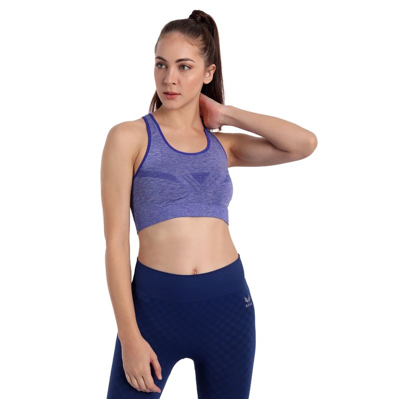 Heka Melange Racerback Padded Sports Bra Midnight Blue Buy Heka