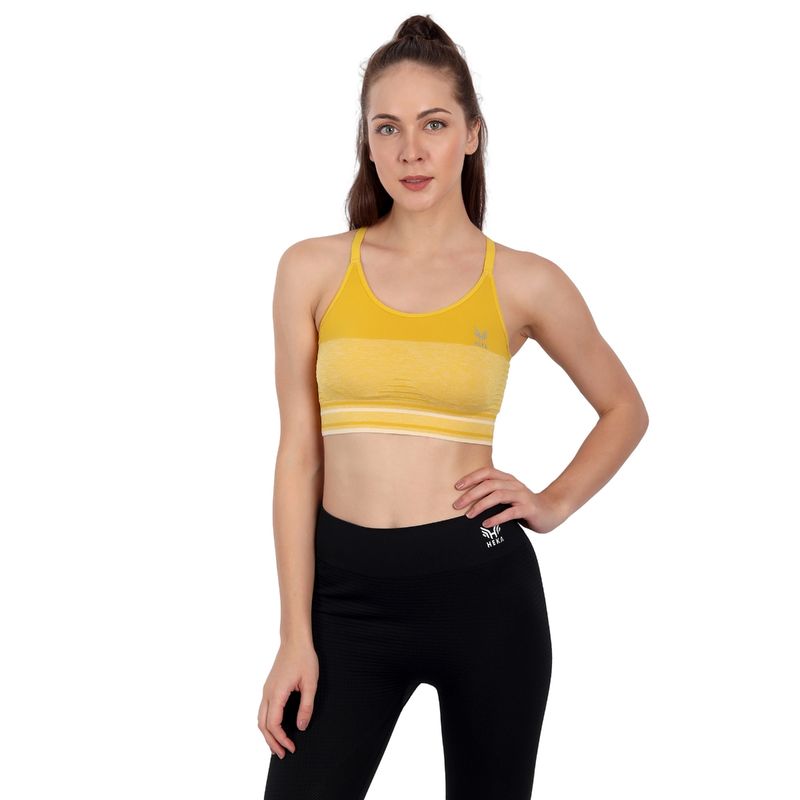Heka Cross Back Strap Adjustable Padded Bra Sunrise Yellow (S)