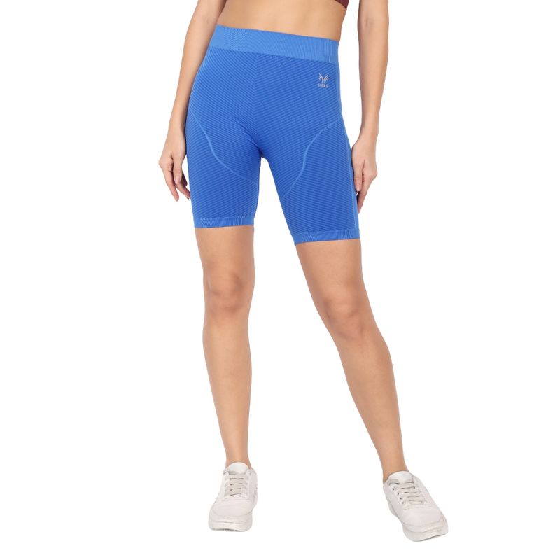 Heka Seamless Workout Shorts For Women, Gym Exercise Compression Yoga Blue Berry Short (L)