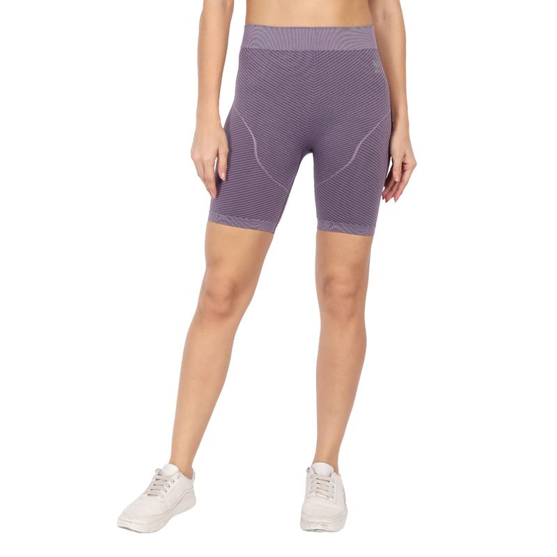 Heka Seamless Workout Shorts For Women, Gym Exercise Compression Yoga Purple Grapes Short (S)