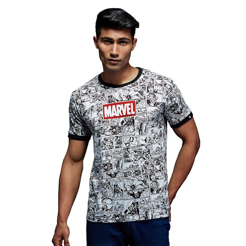 The Souled Store Men Official Marvel Comic Strip Multi T-Shirts (L)
