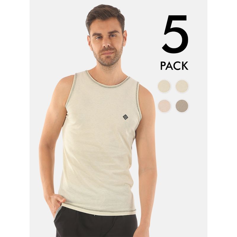ALMO Rico Melange Organic Cotton Vest Multi-Color (Pack of 5) (L)