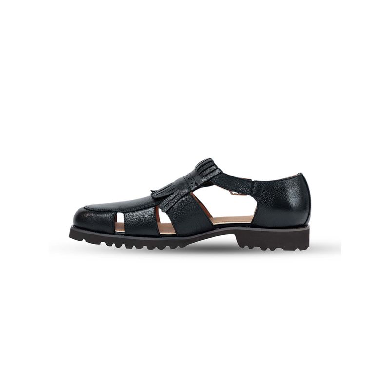 Vantier Shoes Pacho Black Sandals (UK 5)