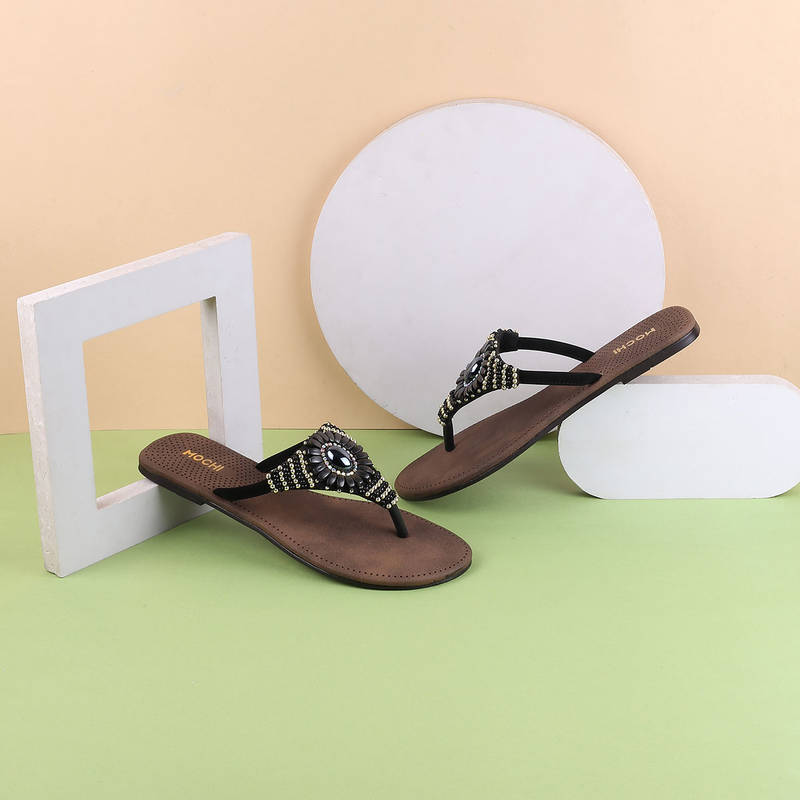 Mochi Women Black Flats (EURO 36)