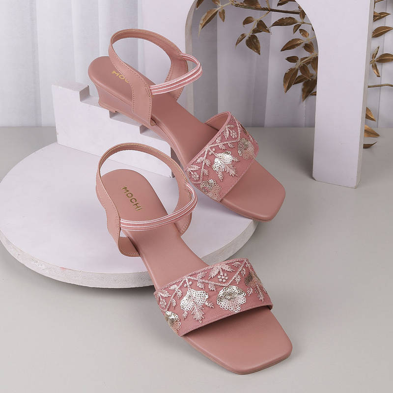 Mochi Women Pink Wedge Heels (EURO 36)