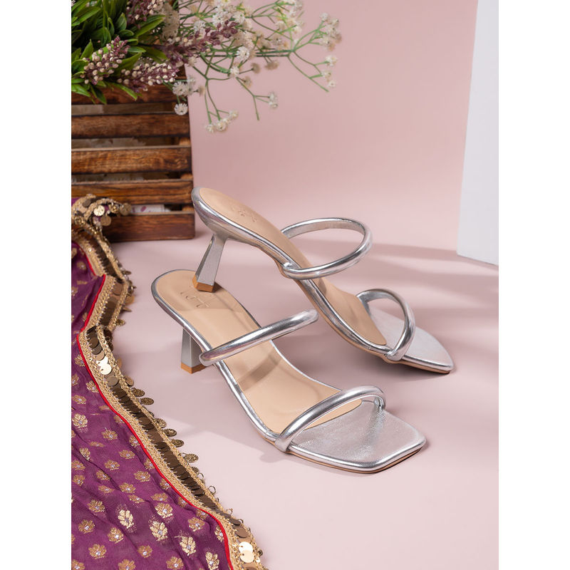 Hydes N Hues Women Silver Sandal Heels for Women (EURO 36)