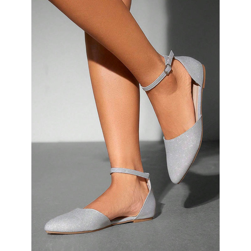 IRUSSH Silver D'orsay Ankle Buckle Mules (EURO 35)