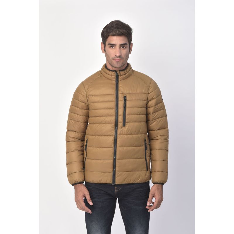 WOODLAND Mens Solid Full Sleeves Brown Jacket (L)