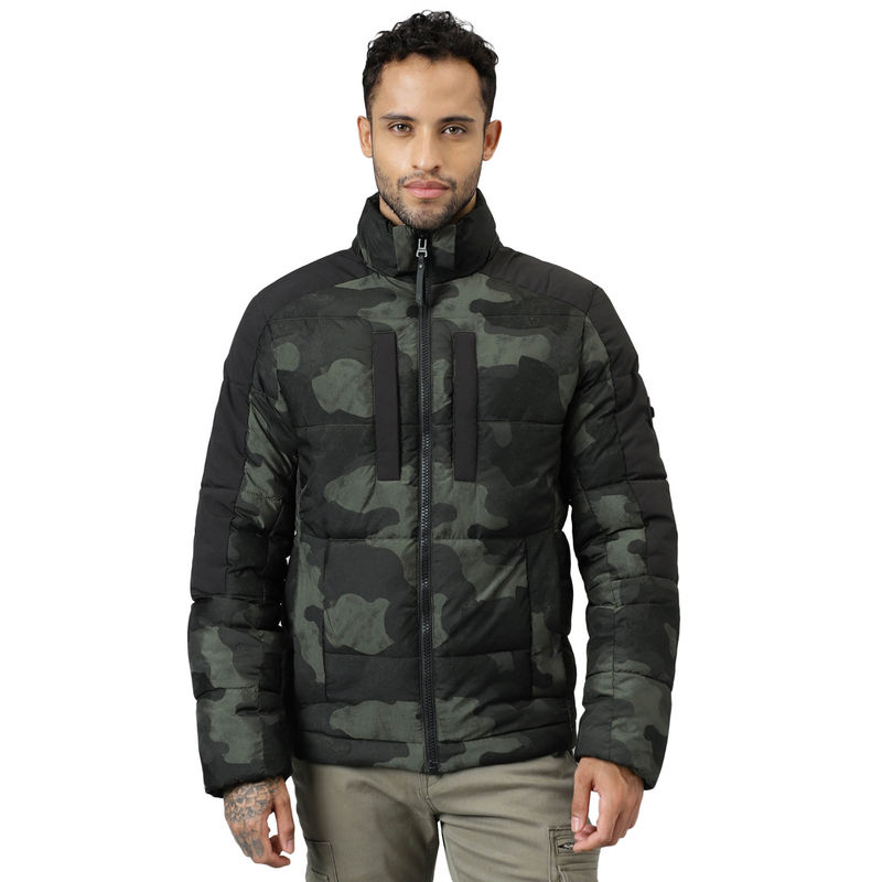 WOODLAND Mens Camouflage Full Sleeves Green Jacket (XL)