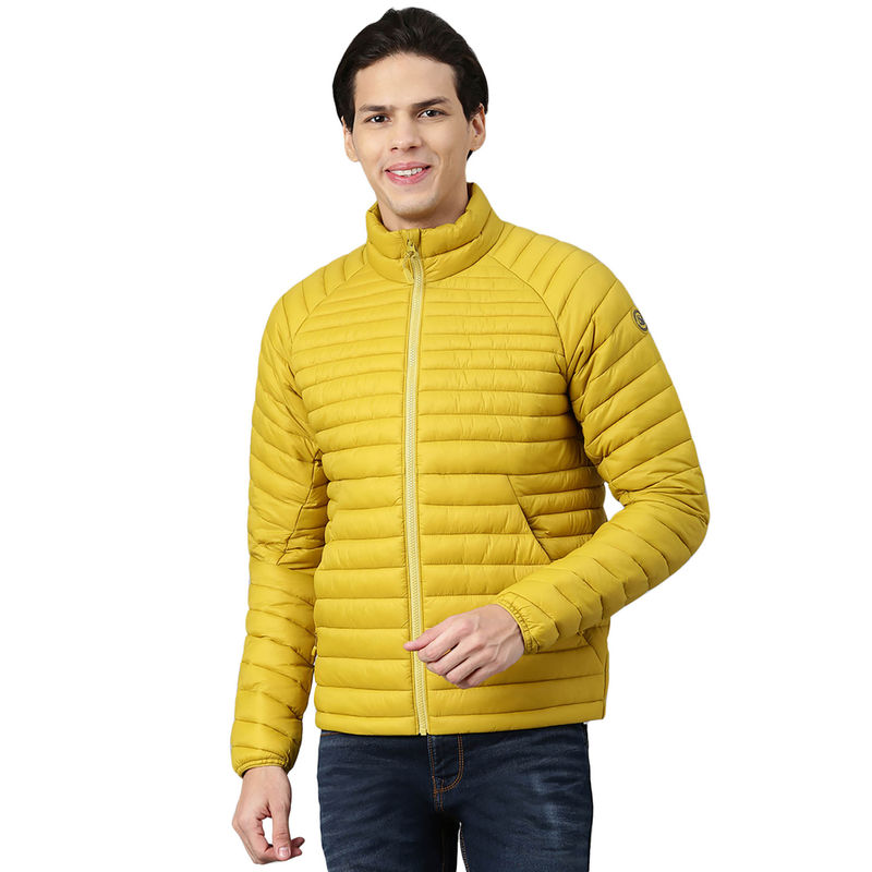 WOODLAND Mens Solid Full Sleeves Yellow Jacket (XL)