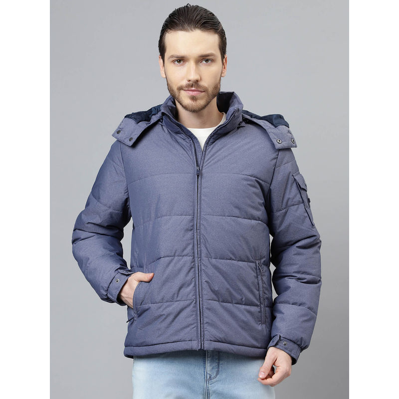 WOODLAND Mens Solid Full Sleeves Blue Jacket (M)