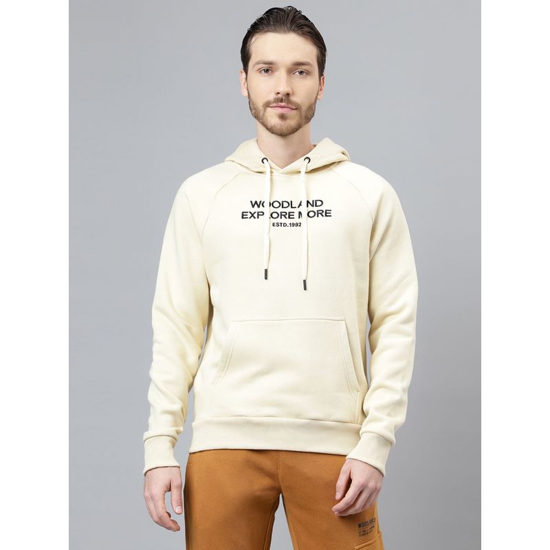 WOODLAND Mens Typography Full Sleeves Beige Sweatshirt (XL)