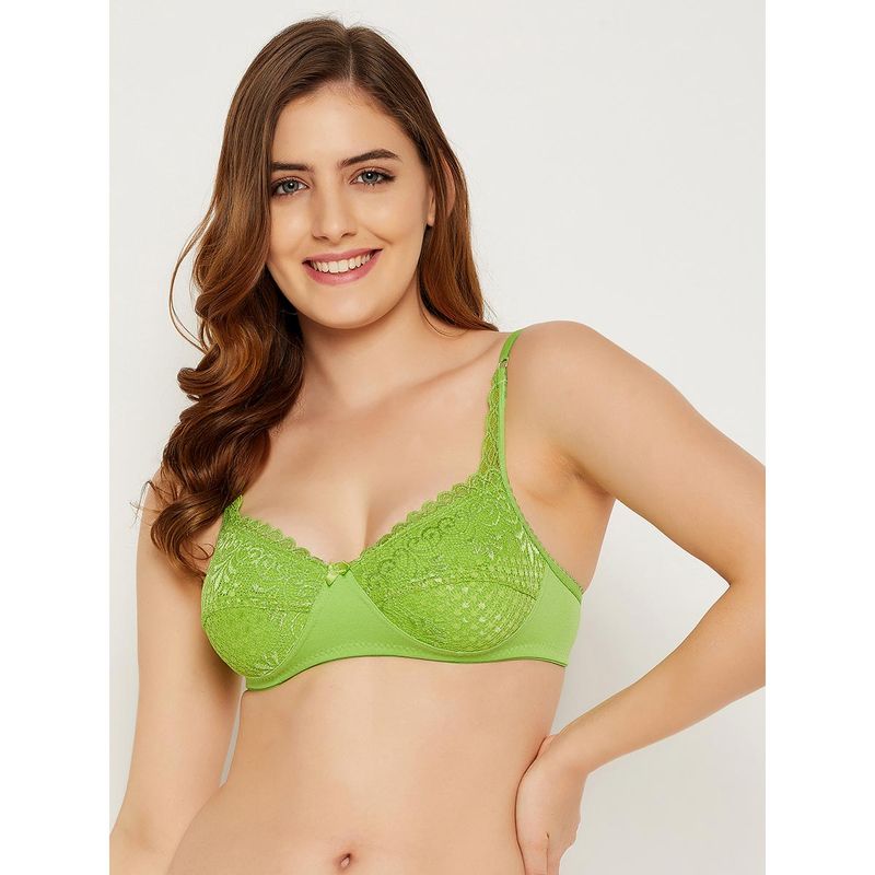 Clovia Cotton Rich Solid Non-Padded Full Cup Wire Free Everyday Bra - Light Green (36B)