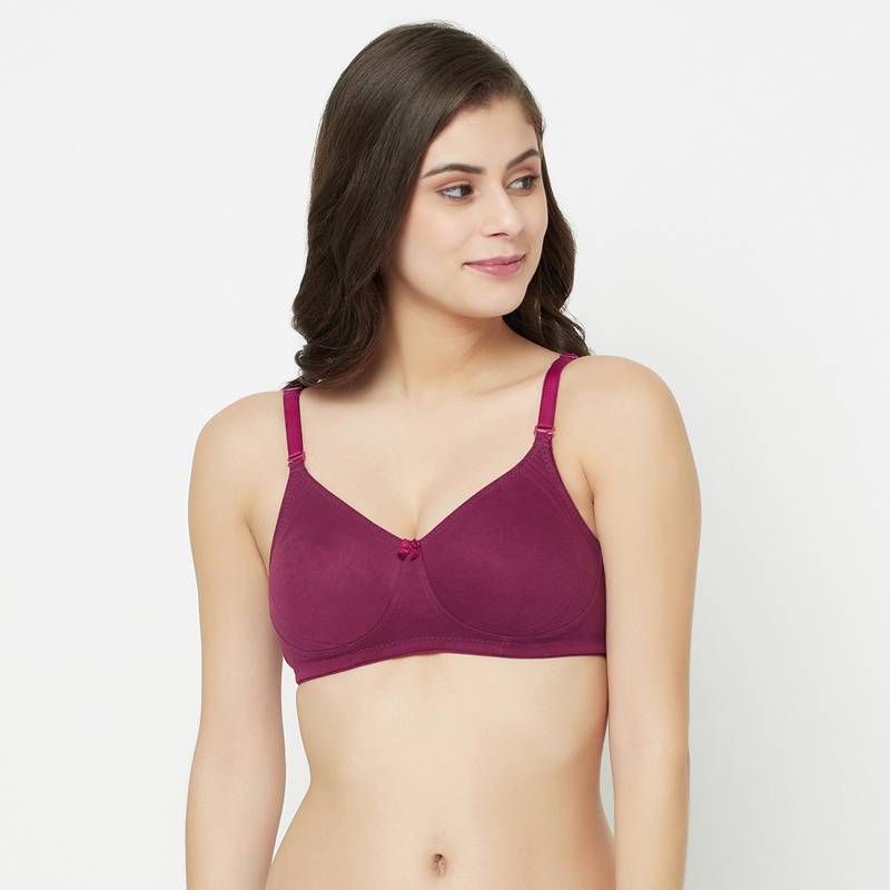 Groversons Paris Beauty Women Non-Padded Non-Wired Double Layered Bra-Wine (32B)