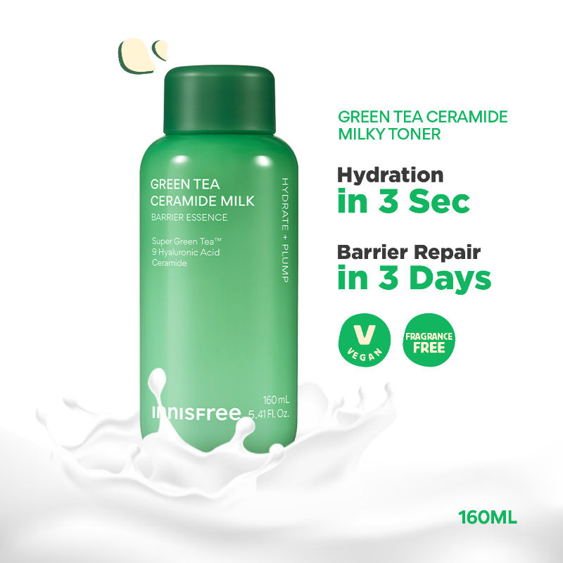 Innisfree Green Tea Ceramide Milky Toner, Instant Hydration Barrier Repair in 3 Days