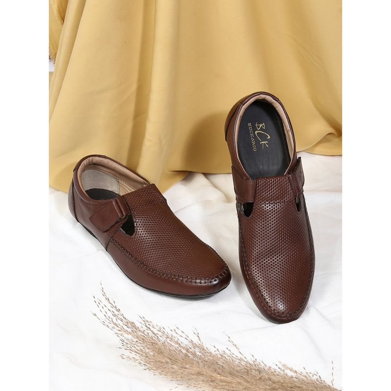 BUCKAROO CAYO Crust Leather Casual Sandals Brown (UK 6)