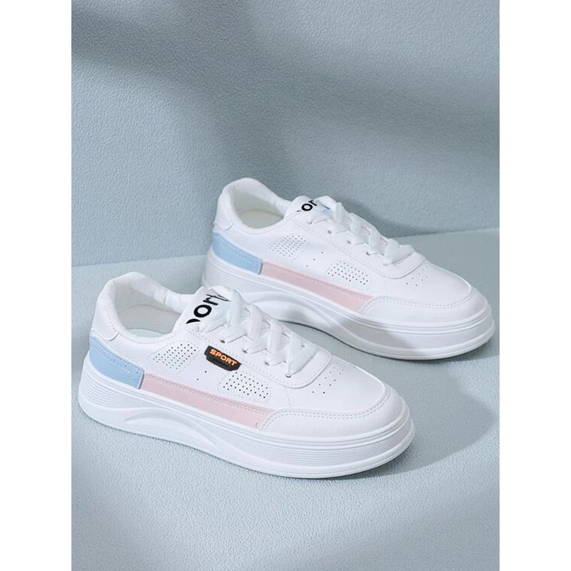 Shoetopia Women Smart Casual Comfortable White Colorblock Sneakers (EURO 37)