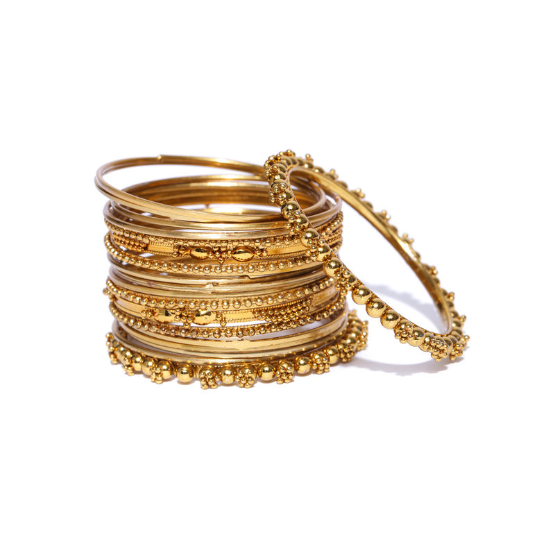 Youbella Antique Look Gold Plated Traditional Bracelet Bangle Set - 2.6