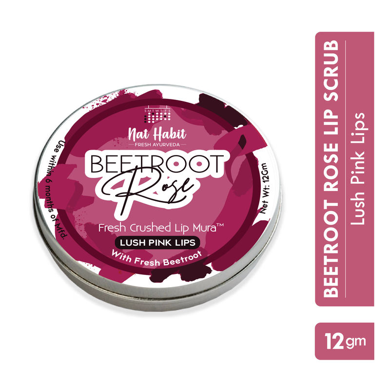 Nat Habit Beetroot Rose Fresh Lip Scrub, Lip Mask for Dark, Dry & Chapped Lips Natural Pink Lips